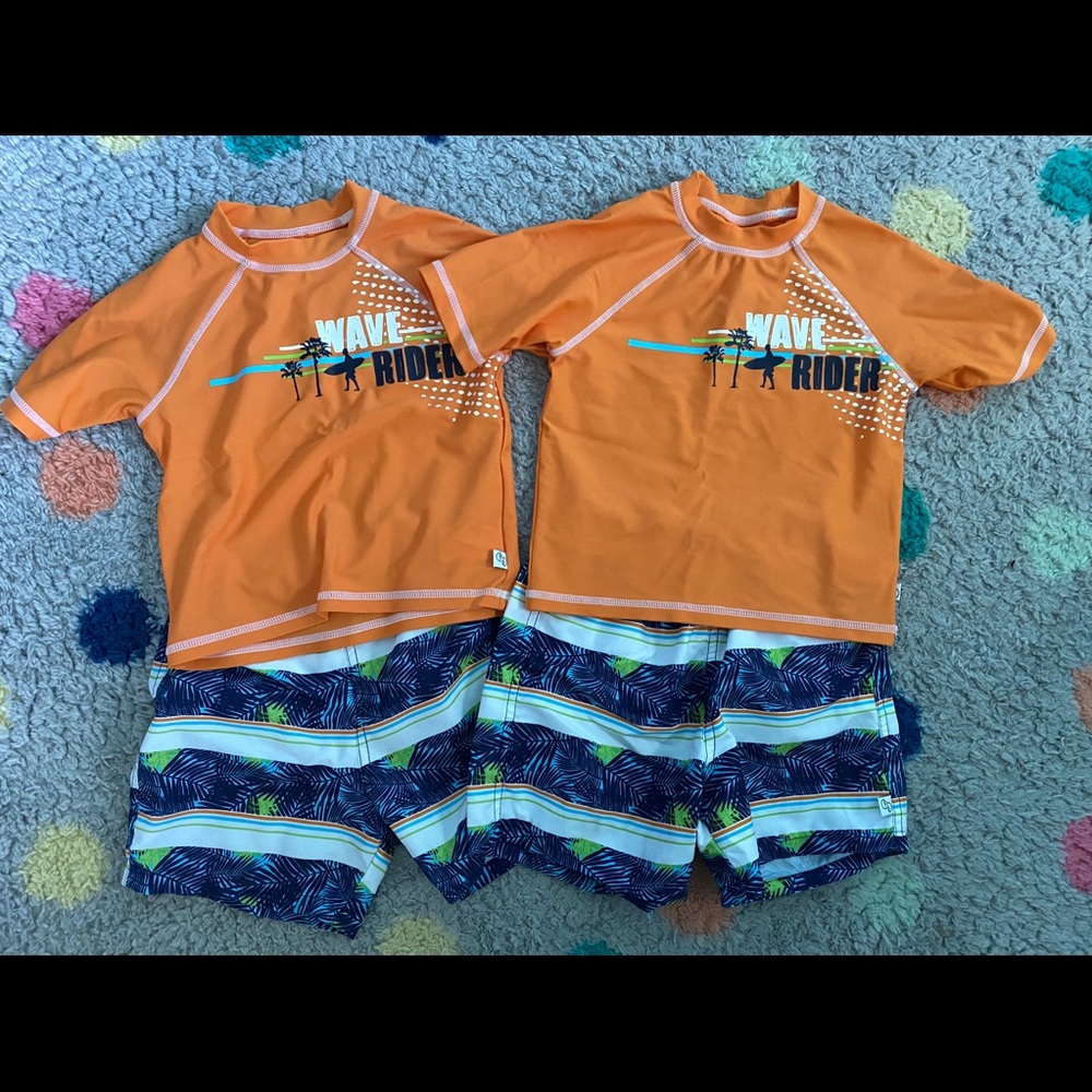 Wave rider bathing suit & rash guard size 3T